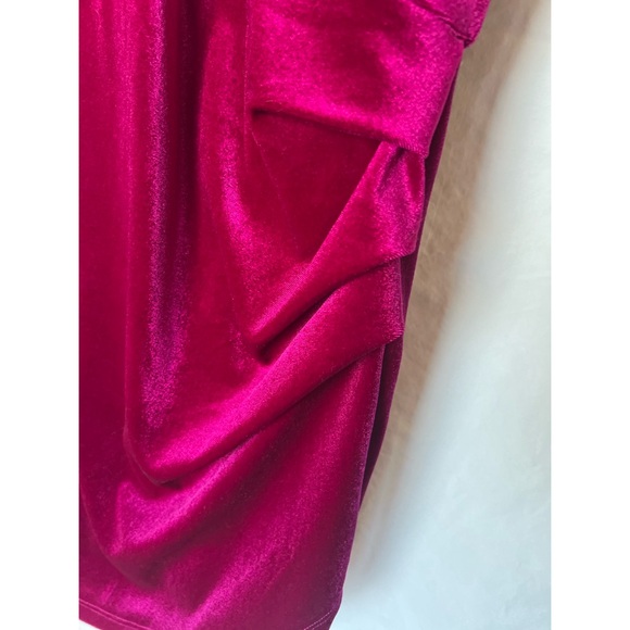 NWT Wild Fable Fuchsia Velvet Dress | Magenta Surplice Wrap V-Neck Fitted Mini - Picture 6 of 10